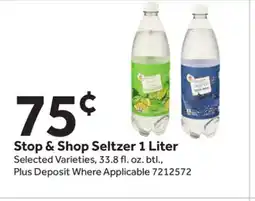 Stop&Shop Stop & Shop Seltzer 1 Liter offer