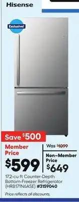 Lowe's 17.2-cu ft Counter-Depth Bottom-Freezer Refrigerator offer