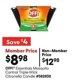 Lowe's OFF! Essentials Mosquito Control Triple-Wick Citronella Candle offer