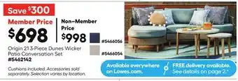 Lowe's Origin 21 3-Piece Dunes Wicker Patio Conversation Set offer