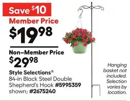 Lowe's 84-in Black Steel Double Shepherd's Hook offer