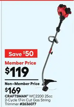 Lowe's CRAFTSMAN WC2200 25cc 2-Cycle 17-in Cut Gas String Trimmer offer