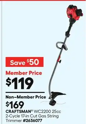 Lowe's CRAFTSMAN WC2200 25cc 2-Cycle 17-in Cut Gas String Trimmer offer
