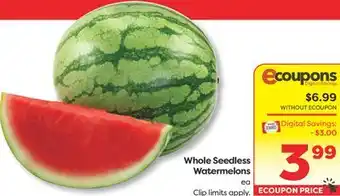 Weis Markets Whole Seedless Watermelons offer