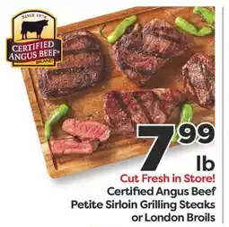 Weis Markets Certified Angus Beef Petite Sirloin Grilling Steaks or London Broils offer