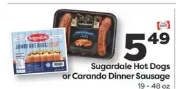 Weis Markets Sugardale Hot Dogs or Carando Dinner Sausage offer
