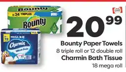 Weis Markets Bounty Paper Towels 8 triple roll or 12 double roll Charmin Bath Tissue 18 mega roll offer