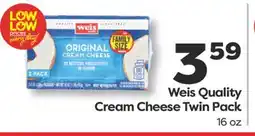Weis Markets Weis Quality Cream Cheese Twin Pack offer