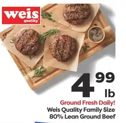 Weis Markets Weis Quality Family Size 80% Lean Ground Beef offer