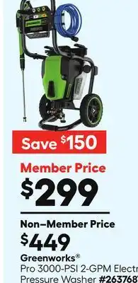 Lowe's Greenworks Pro 3000-PSI 2-GPM Electric Pressure Washer offer
