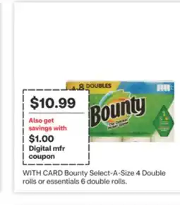 CVS Bounty Select-A-Size 4 Double rolls or essentials 6 double rolls offer