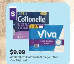 CVS Cottonelle 9 mega roll or Viva 6 big roll offer
