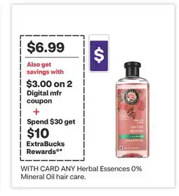 CVS ANY Herbal Essences 0% Mineral Oil hair care offer