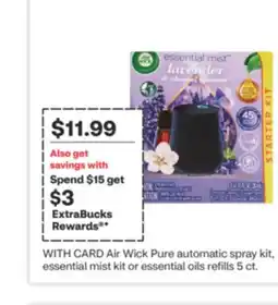 CVS Air Wick Pure automatic spray kit, essential mist kit or essential oils refills 5 ct offer