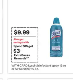 CVS Lysol disinfectant spray 19 oz or Air Sanitizer 10 oz offer
