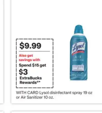CVS Lysol disinfectant spray 19 oz or Air Sanitizer 10 oz offer
