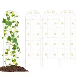 Walmart Costway 4 Pack Rustproof Metal Garden Trellis 71 x 20 Wire Lattice Panel for Patio White offer