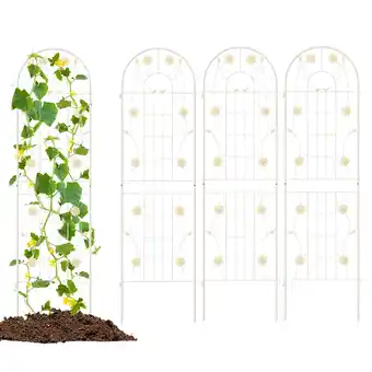 Walmart Costway 4 Pack Rustproof Metal Garden Trellis 71 x 20 Wire Lattice Panel for Patio White offer