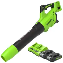 Walmart Greenworks 48V Brushless 515CFM 125MPH Leaf Blower + 2 (24V) 2.0Ah Batteries & 4A Dual Port Charger offer