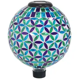 Walmart Sunnydaze Blue Cool Blossoms 10 Mosaic Glass Outdoor Gazing Globe with Solar Light offer