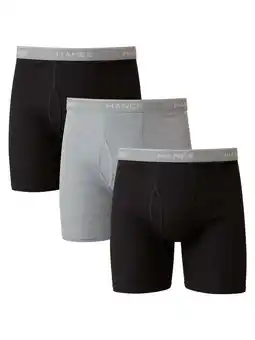 Walmart Hanes Men's Black/Grey Boxer Briefs, 3 Pack offer
