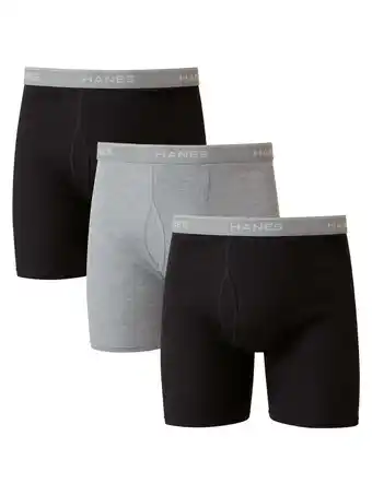 Walmart Hanes Men's Black/Grey Boxer Briefs, 3 Pack offer