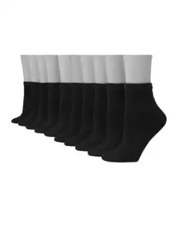 Walmart Hanes Women's Athletic Ankle Socks, Full Sole Cushion, 10-Pairs Black 5-9 offer