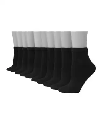 Walmart Hanes Women's Athletic Ankle Socks, Full Sole Cushion, 10-Pairs Black 5-9 offer
