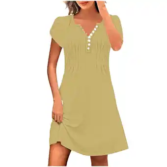Walmart Erwazi Women's Casual Summer Dress Short Sleeve T Shirt Dress Tiered Swing Mini Dresses with Pockets offer