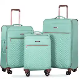 Walmart Travelhouse 3 Piece Luggage Set Softside Expandable Lightweight Suitcase with Spinner Wheels.(Khaki) offer