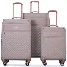 Walmart Travelhouse 3 Piece Luggage Set Softside Expandable Lightweight Suitcase with Spinner Wheels.(Khaki) offer
