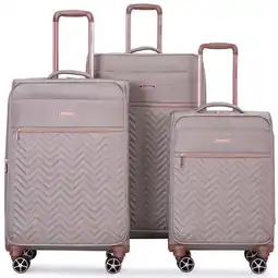 Walmart Travelhouse 3 Piece Luggage Set Softside Expandable Lightweight Suitcase with Spinner Wheels.(Khaki) offer