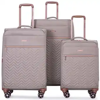 Walmart Travelhouse 3 Piece Luggage Set Softside Expandable Lightweight Suitcase with Spinner Wheels.(Khaki) offer