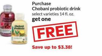 Hy-Vee Chobani Probiotic Drink offer