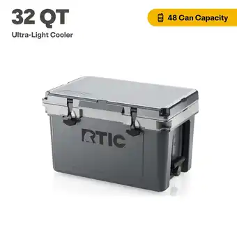 Walmart RTIC 32 QT Ultra-Light Hard-Sided Ice Chest Cooler, Fits 48 Cans, Dark Grey & Cool Grey offer