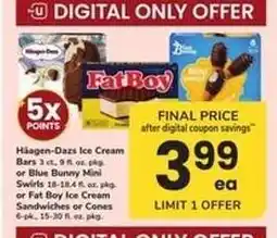 Safeway Häagen-Dazs, Blue Bunny, or Fat Boy Ice Cream offer