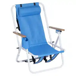 Walmart Zimtown Portable Beach Chair Folding Recliner Lounge Solid Camping Blue offer