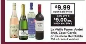 Safeway La Vieille Ferme, André Brut, Casal García or Casillero Del Diablo offer