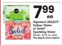Safeway Signature SELECT Seltzer Water or Soleil Sparkling Water offer