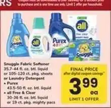 Safeway Snuggle Fabric Softener or Laundry Detergent offer