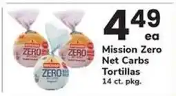 Safeway Mission Zero Net Carbs Tortillas offer