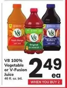 Safeway V8 100% Vegetable or V-Fusion Juice offer