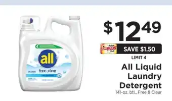 ShopRite all Liquid Laundry Detergent offer