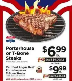 ShopRite Porterhouse or T-Bone Steaks offer