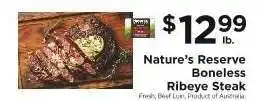 ShopRite Nature’s Reserve Boneless Ribeye Steak offer