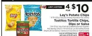 ShopRite Lay's Potato Chips, Tostitos Tortilla Chips, Dips or Salsa offer