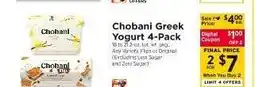 ShopRite Chobani Greek Yogurt 4 Pack offer