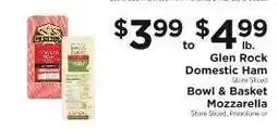ShopRite Glen Rock Domestic Ham / Bowl & Basket Mozzarella offer