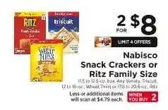 ShopRite Nabisco Snack Crackers or Ritz Family Size offer