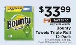ShopRite Bounty Towels Triple Roll 12-Pack offer